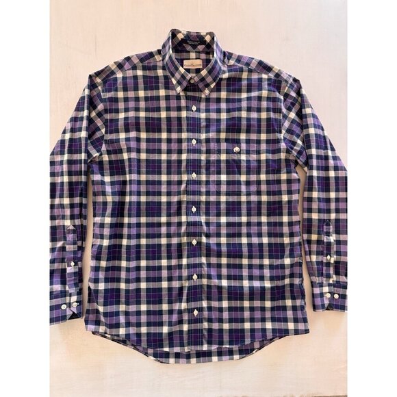 “Cotton Brothers” Plaid Shirt Mens Large Casual Button Down Long Sleeve Purple - Picture 2 of 16